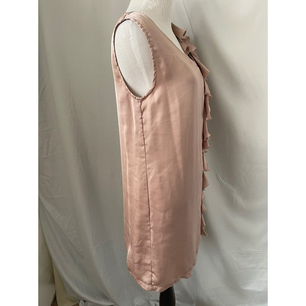 Go International Champagne Satin Ruffle Down Sleeveless Midi Dress - Picture 6 of 11